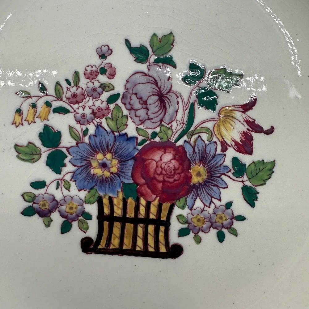 Wedgwood Etruria England Floral Salad Plates Set of 3 Flower Basket 8 Inch 1922